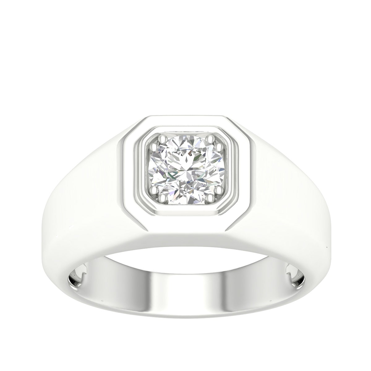 white gold round solitaire diamond men's wedding ring