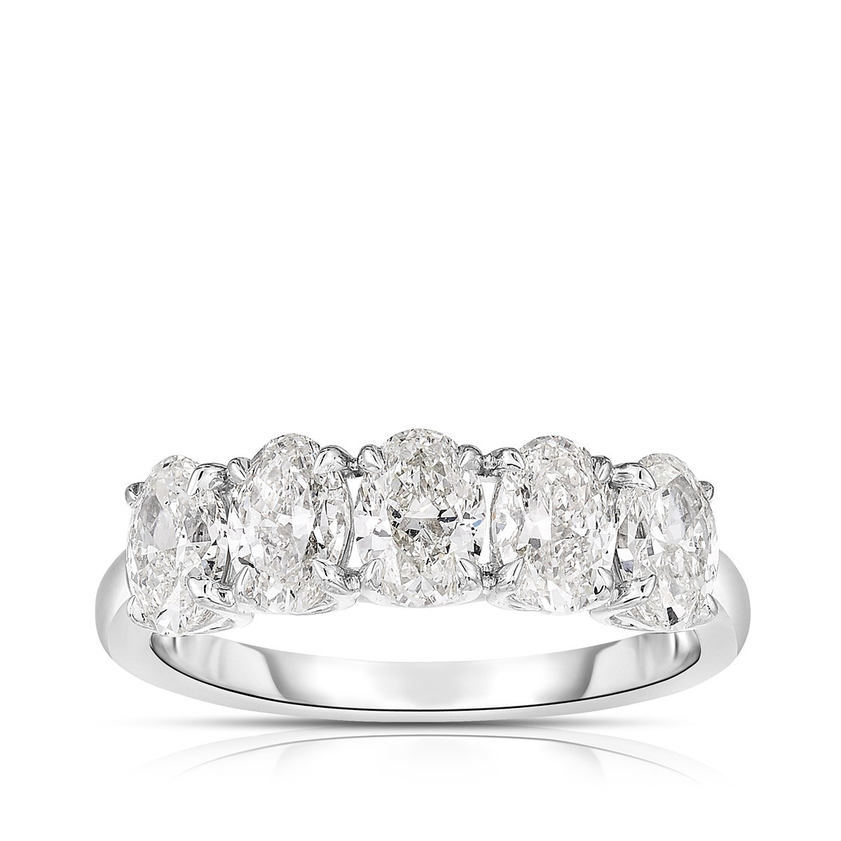 white gold oval diamond five stone anniversary band