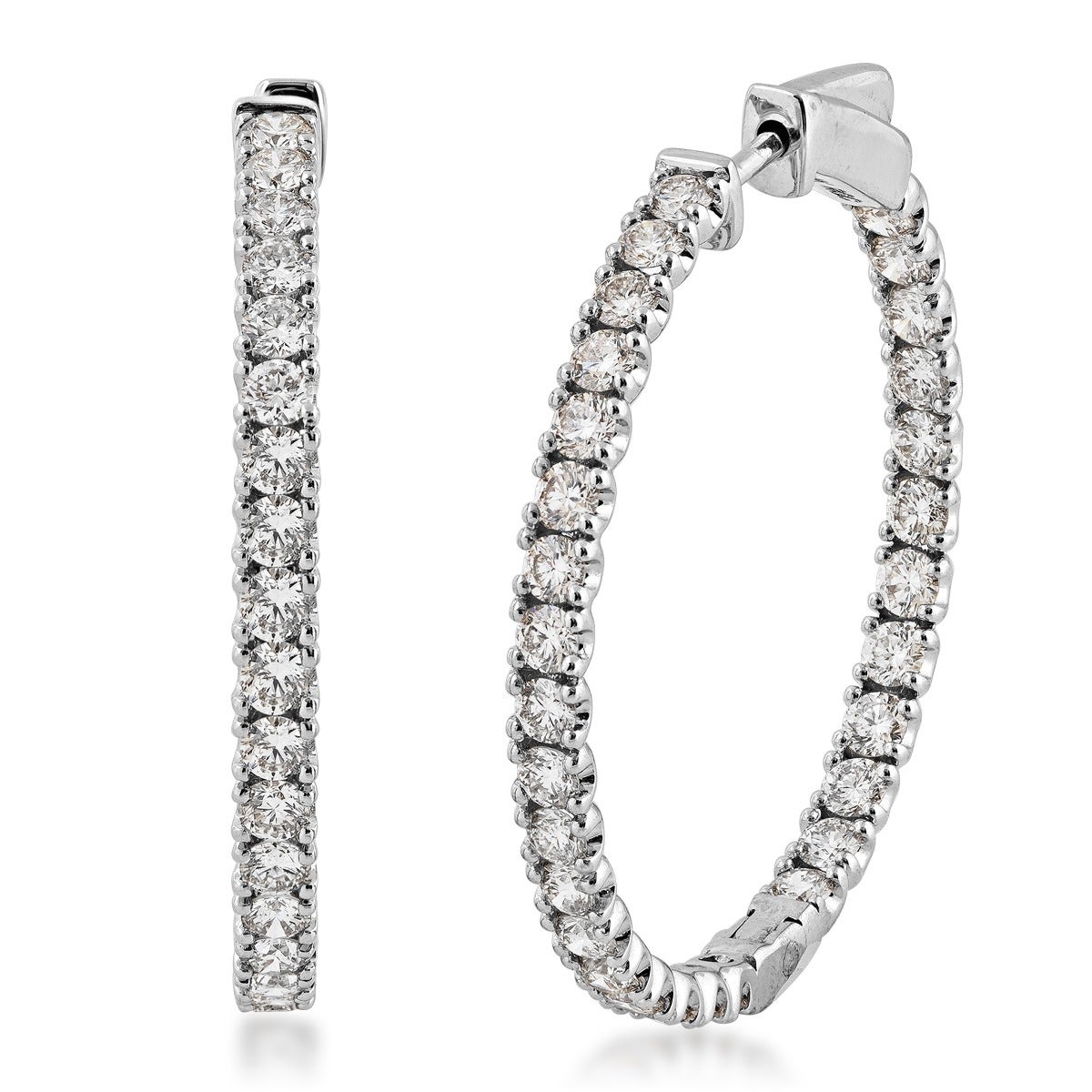 3 ct. tw. Diamond Inside Out Hoop Earrings in 14K White Gold - E160066