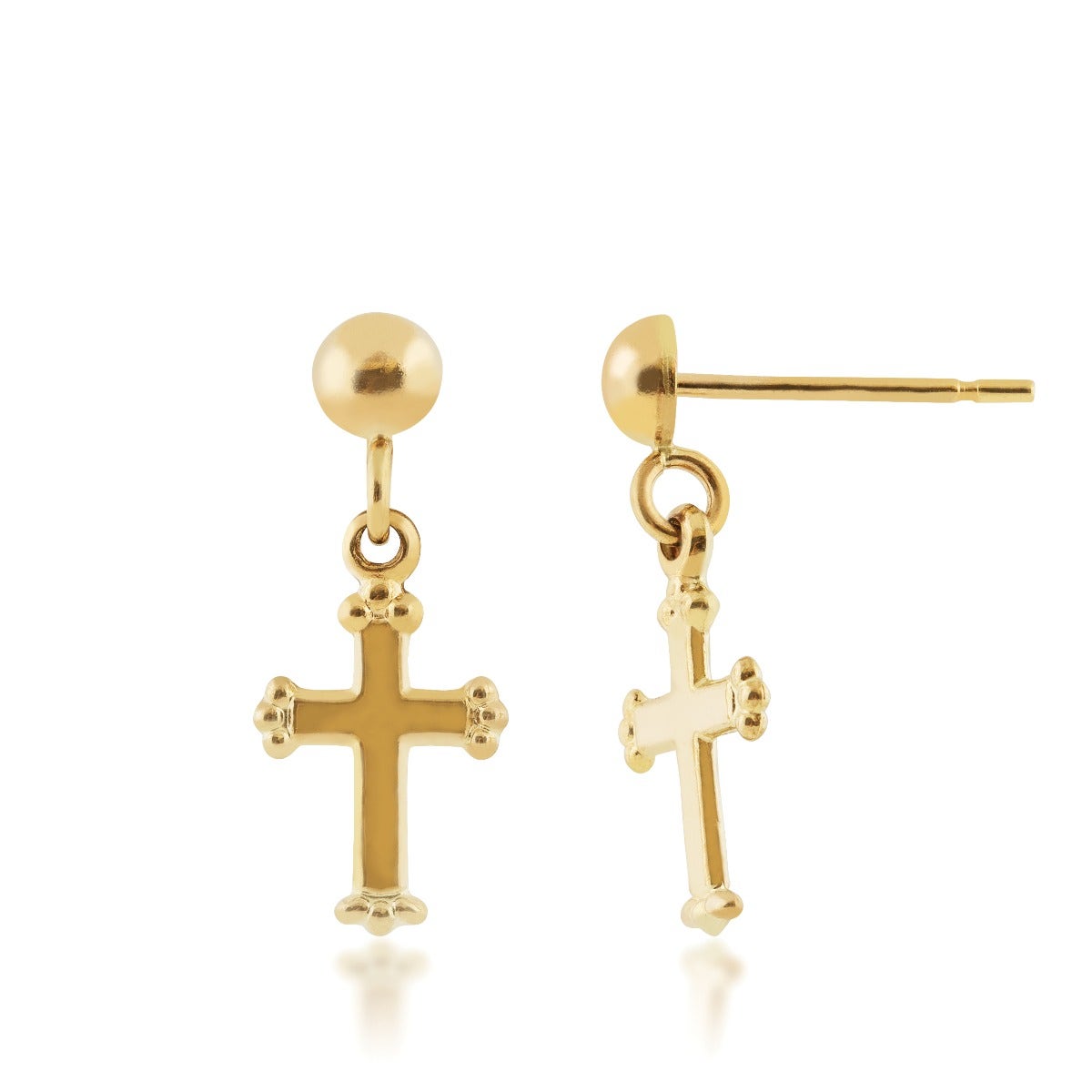 Dangle Cross Post Earrings in 14K Yellow Gold -884-223