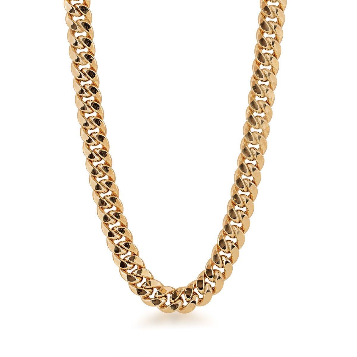 7.6mm 24" Semi-Solid Miami Cuban Chain Necklace in 10K Yellow Gold