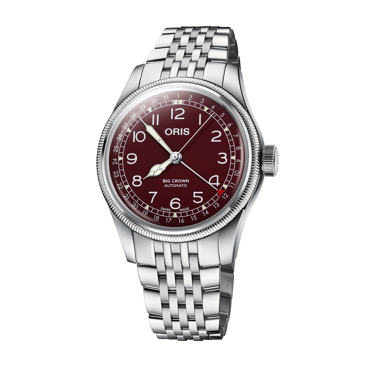 Oris Men's Big Crown Pointer Date Automatic Stainless Steel Watch with Red Dial