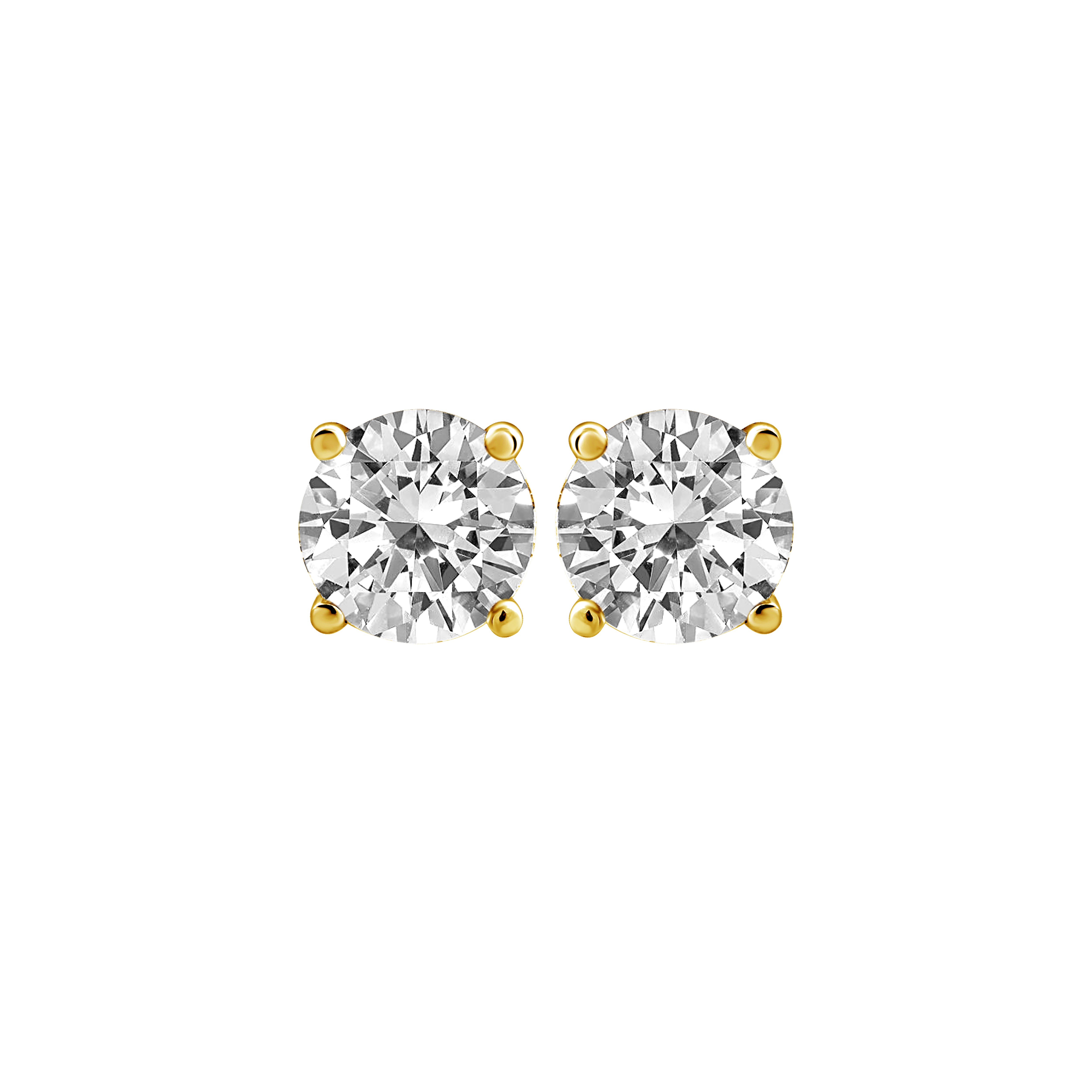 2 ct. tw. Round Brilliant Diamond Solitaire Earrings in 14K Yellow Gold Setting