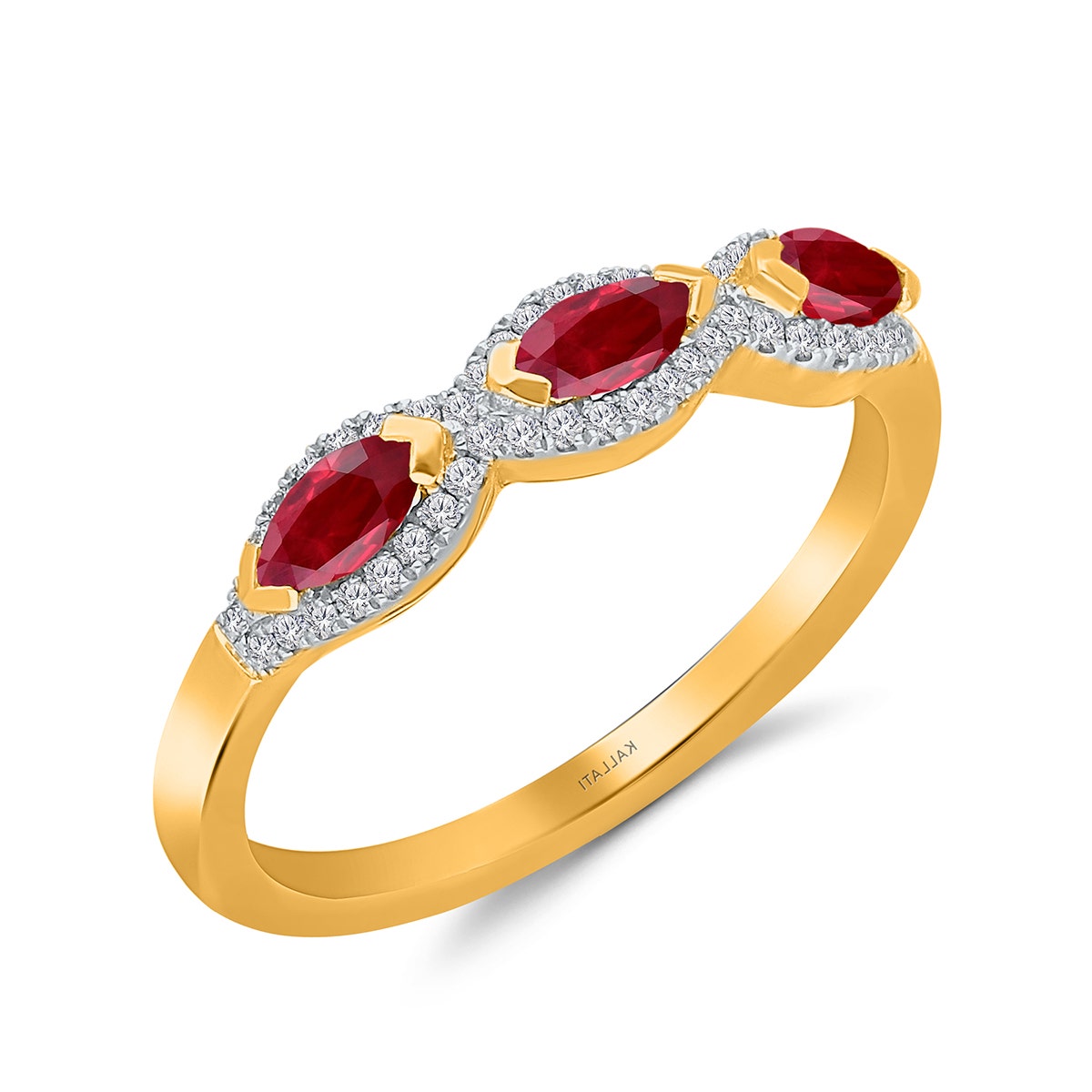 yellow gold marquise ruby and diamond ring