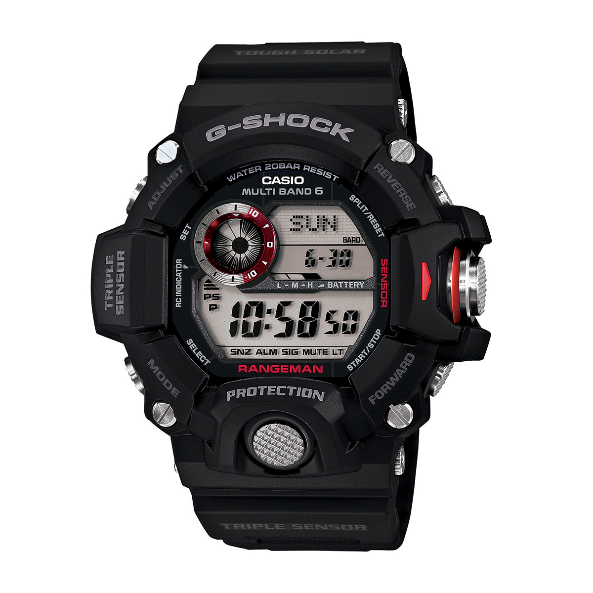 G-Shock Men's Rangeman Digital Black Resin Watch with Black and Red Dial
