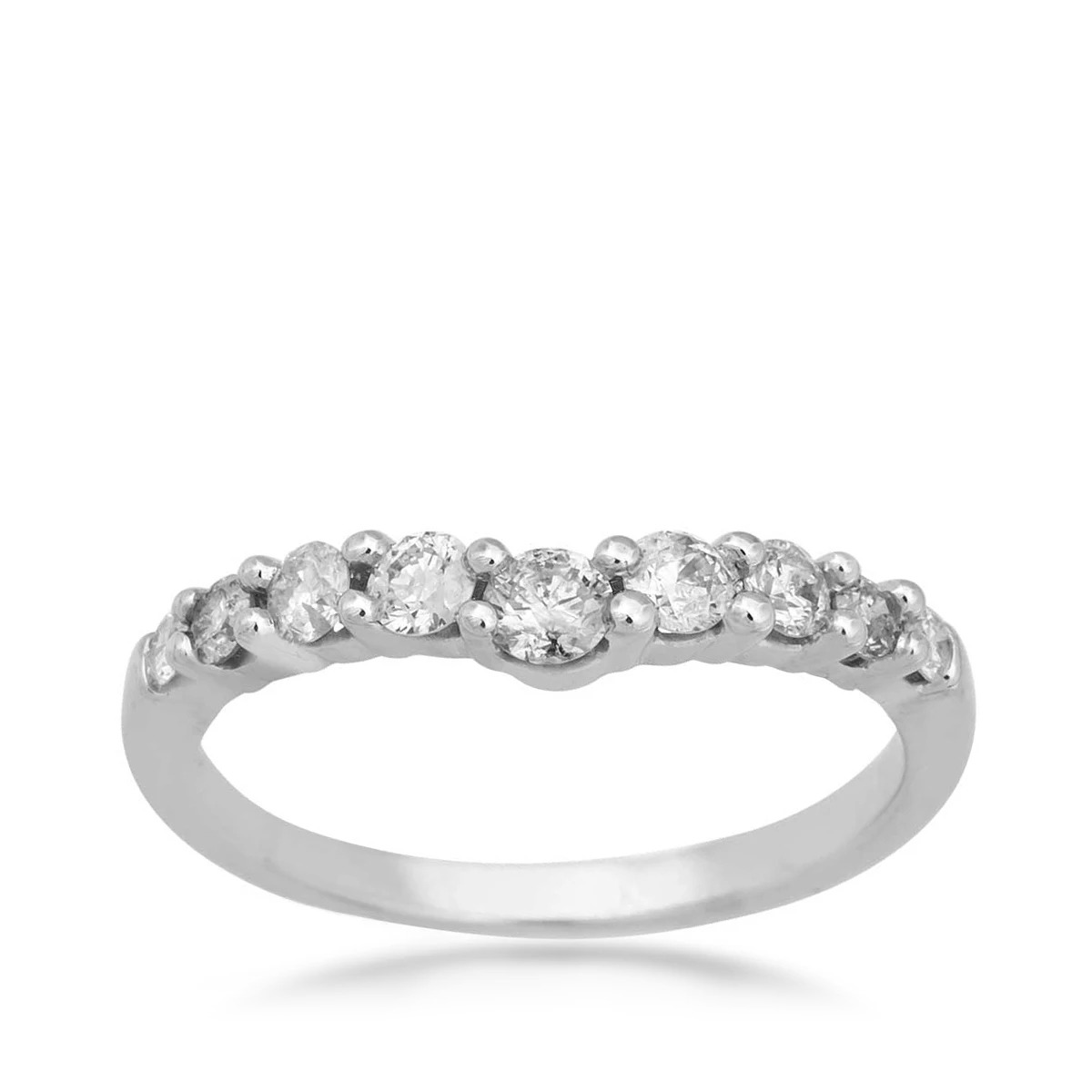 1/2 ct. tw. Round Chevron Style Diamond Anniversary Band in 14K White Gold