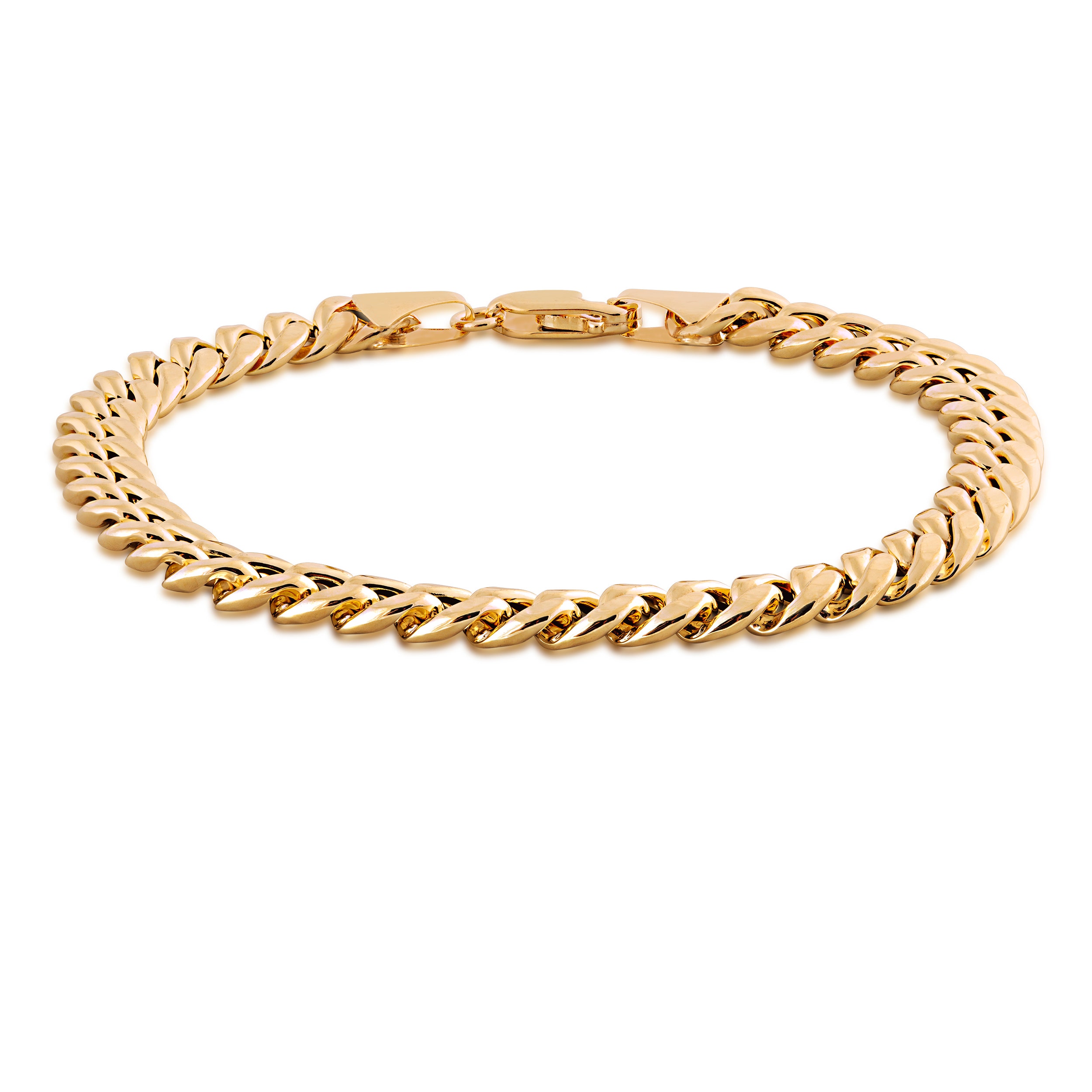 7.6mm 9" Semi-Solid Miami Cuban Chain Bracelet in 10K Yellow Gold