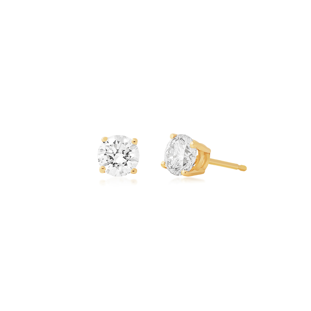 14K yellow gold 1 ct. tw. round brilliant diamond solitaire earrings