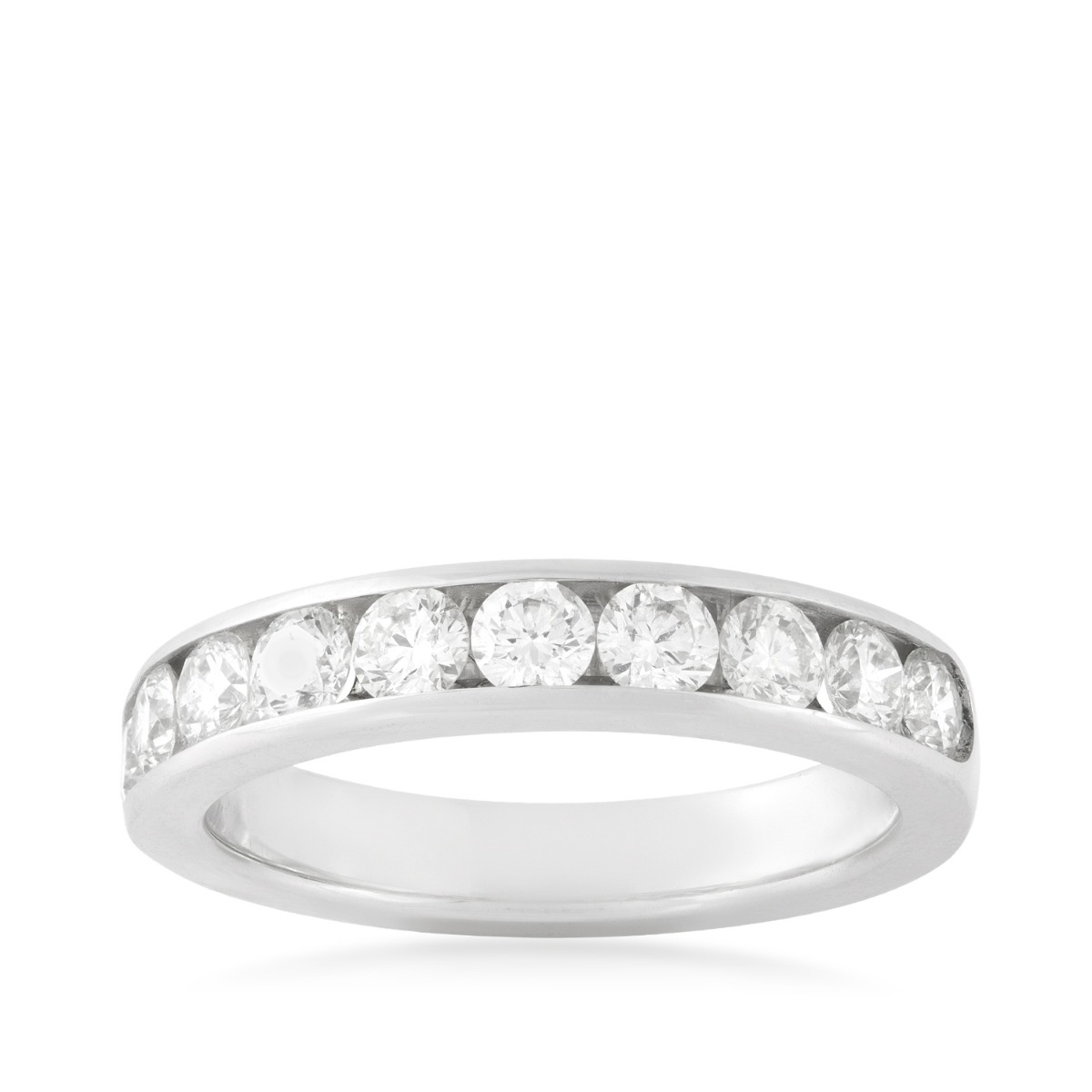 channel set diamond white gold anniversary ring