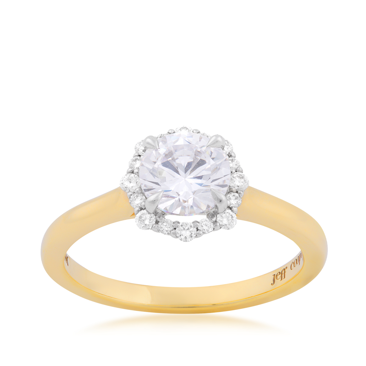 Jeff Cooper 1/7 ct. tw. Diamond Halo Round Semi-Mount Engagement Ring in 14K Yellow & White Gold