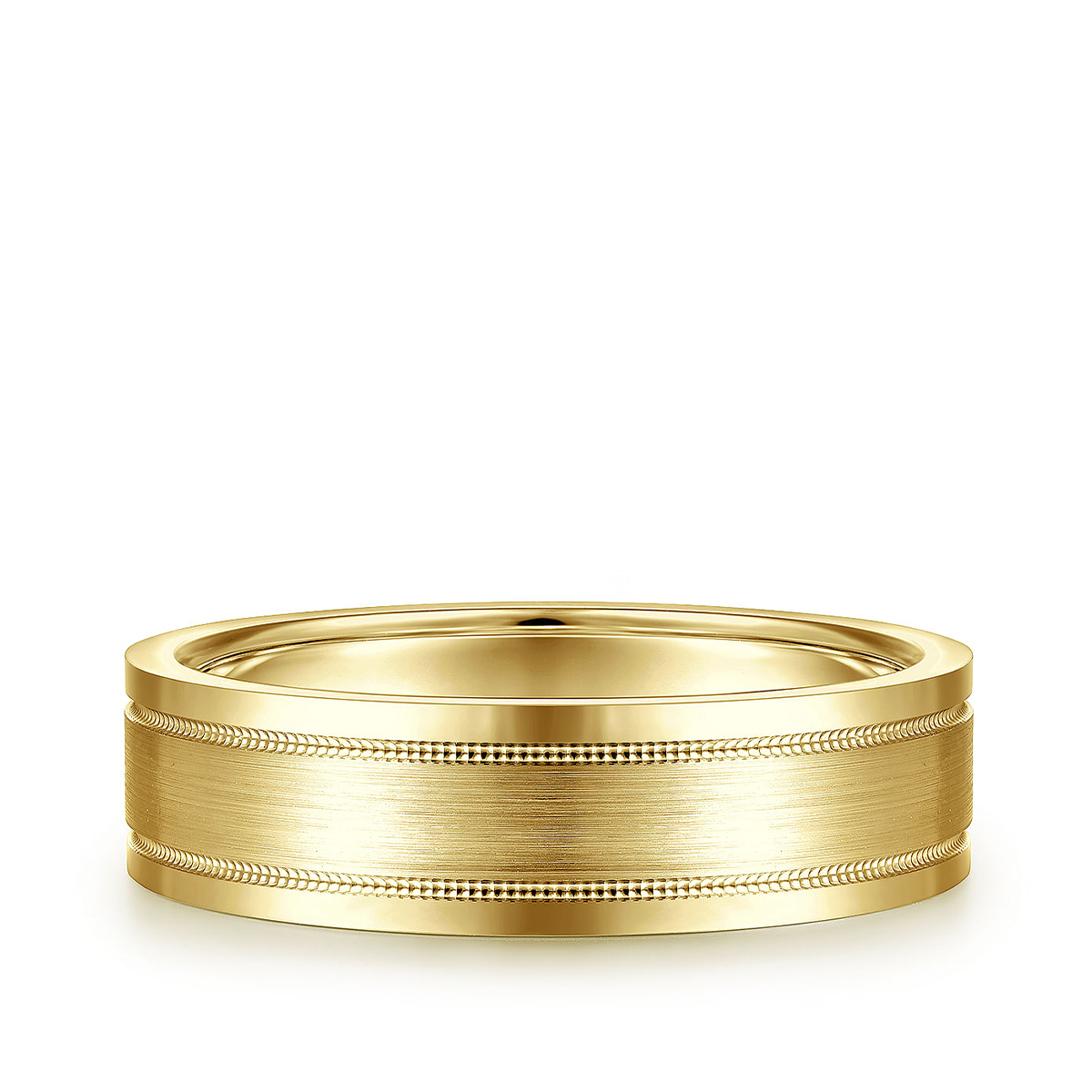 Gabriel & Co. Noah Men's 6mm Satin Finish Polished Edge Wedding Ring in 14K Yellow Gold