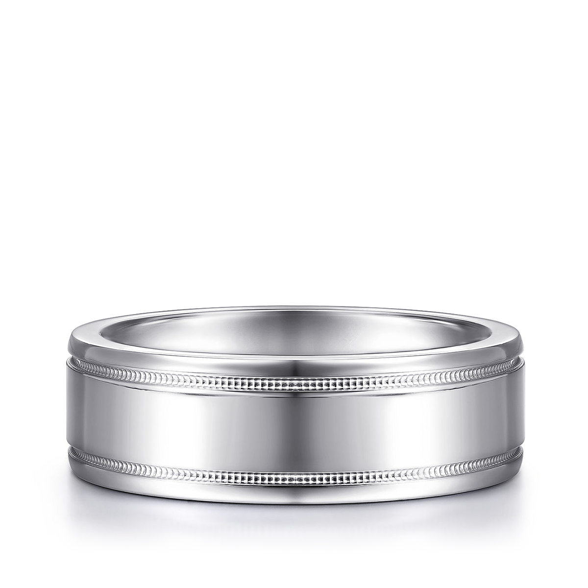 Gabriel & Co. Fred Men's 7mm Polished Finish Wedding Ring in 14K White Gold