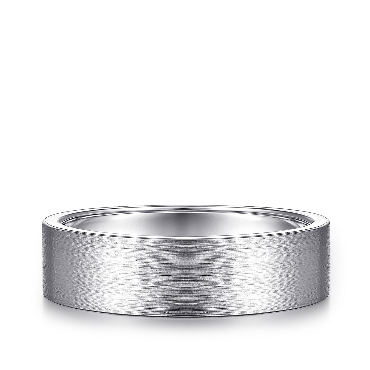 Gabriel & Co. Steven Men's 6mm Satin Finish Flat Wedding Ring in 14K White Gold
