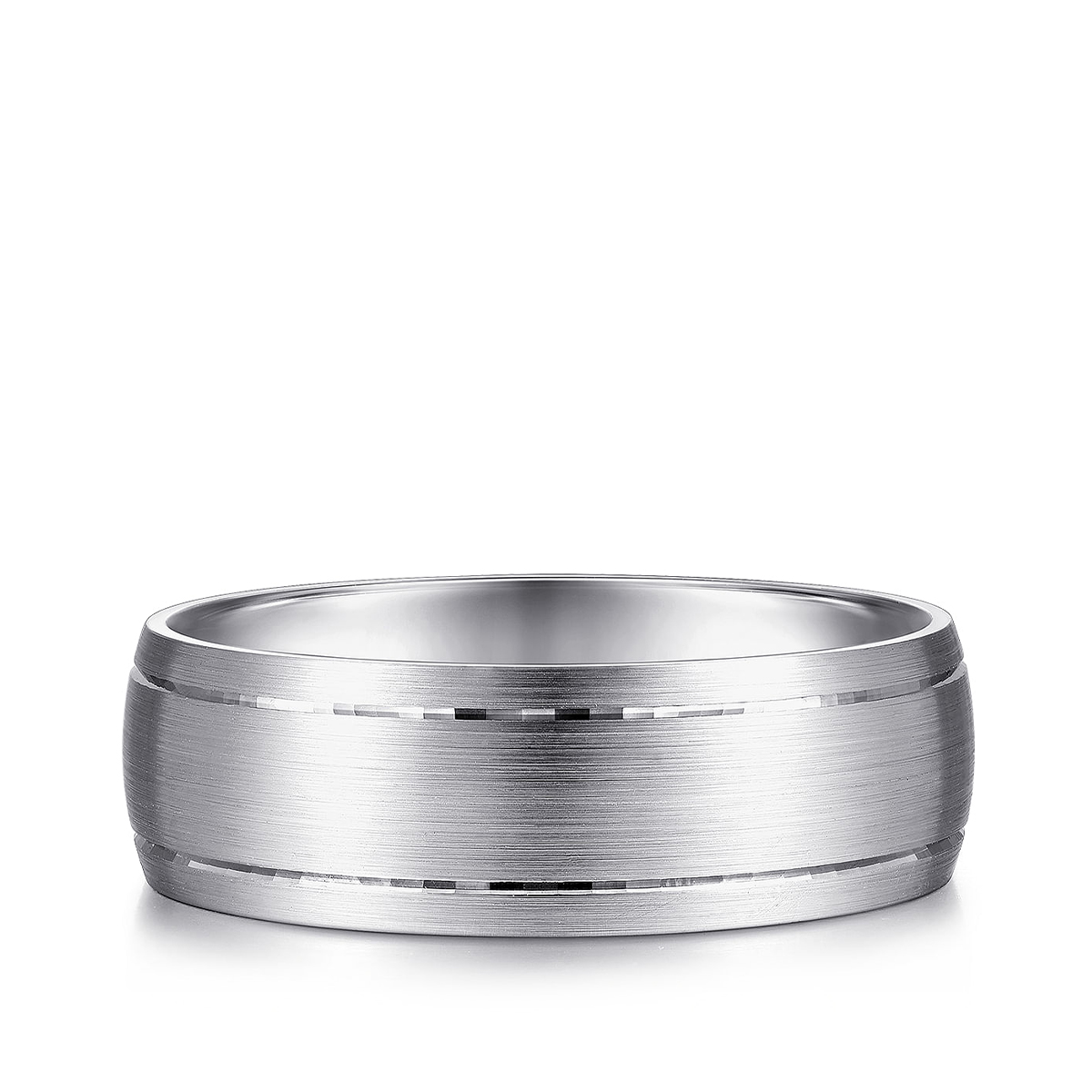 Gabriel & Co. Andrew Men's 7mm Satin Finish Wedding Ring in 14K White Gold