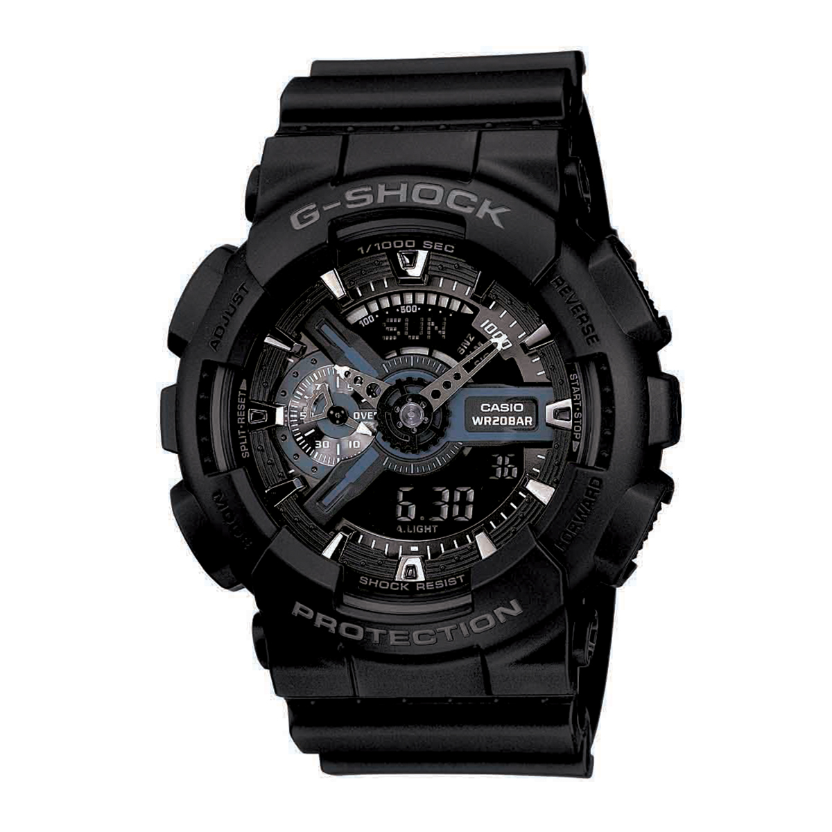 G-Shock men's extra large black analog and digital blue accent dial watch