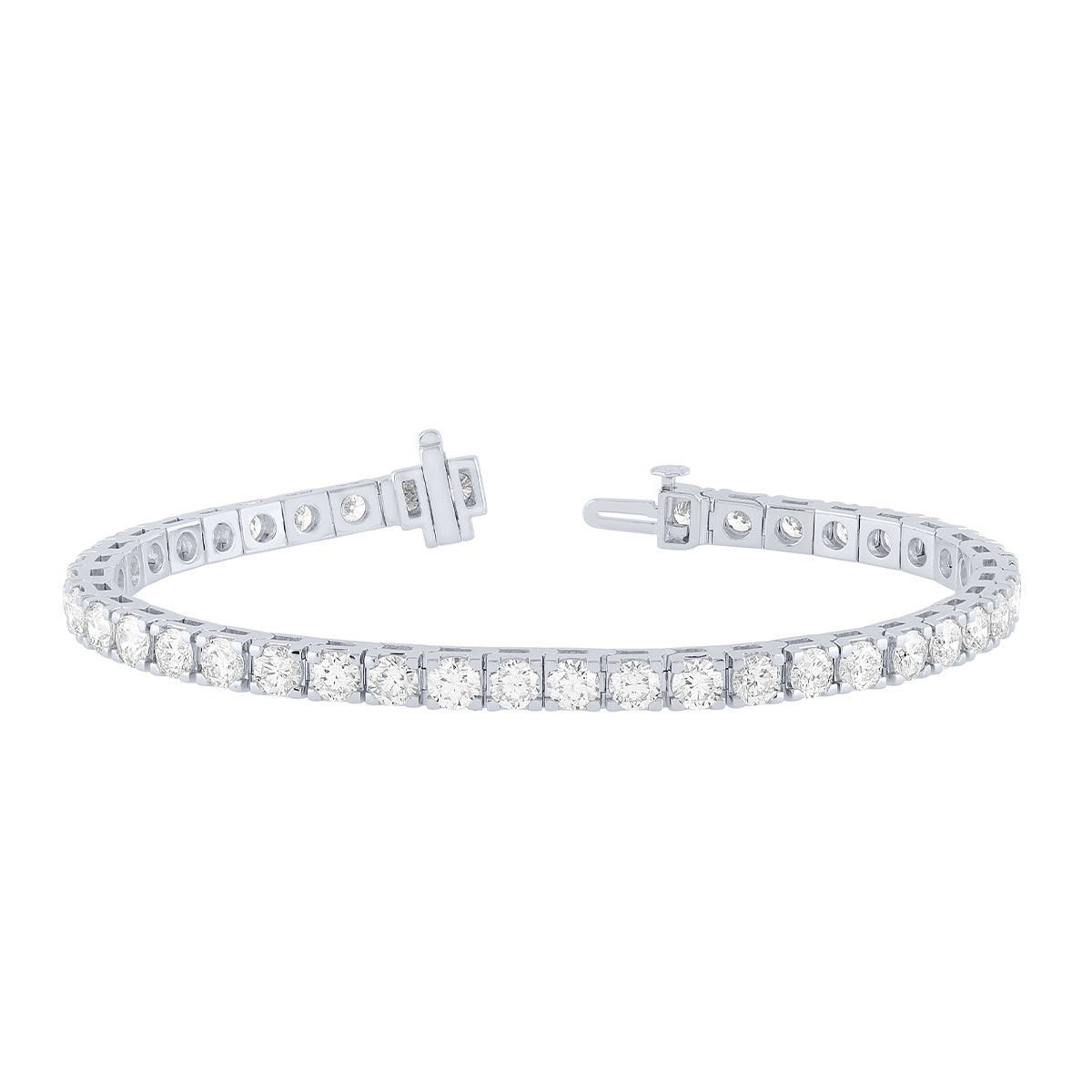 Round diamond tennis bracelet in white gold