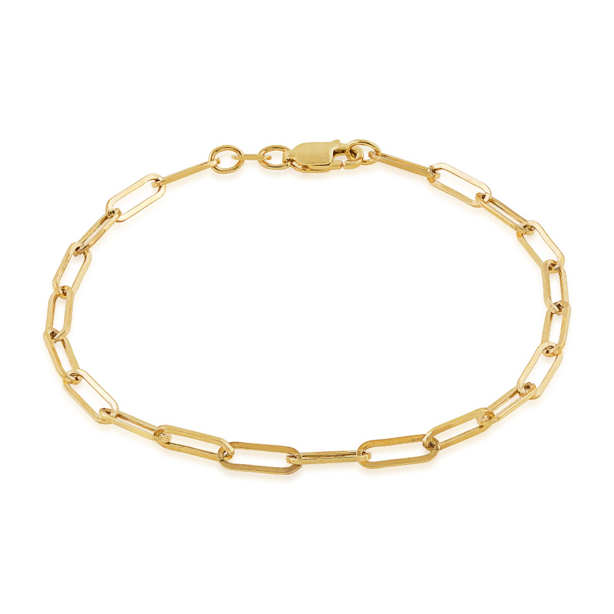 3mm 7.5" Paperclip Chain Bracelet in 10K Yellow Gold