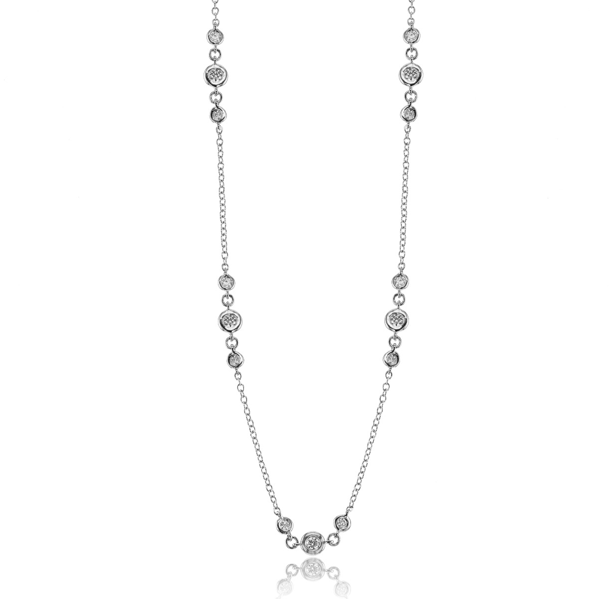 Simon G. Harmonie 1 ct. tw. Diamond Bezel Set Station Necklace in 18K White Gold