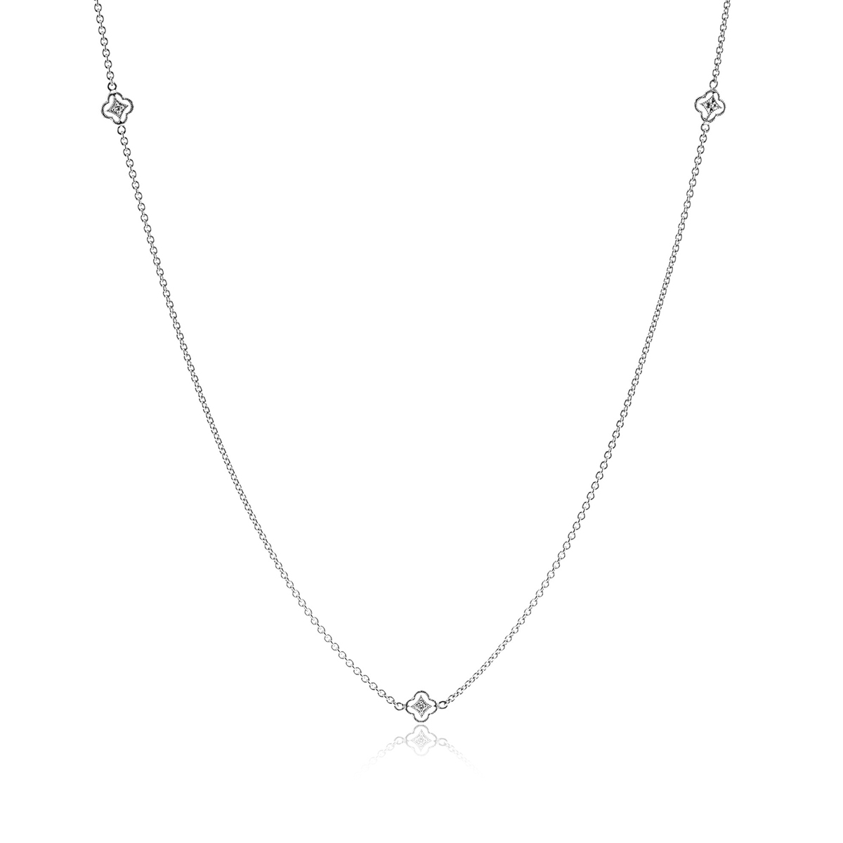 Simon G. Trellis Diamond Accent Station Necklace in 18K White Gold
