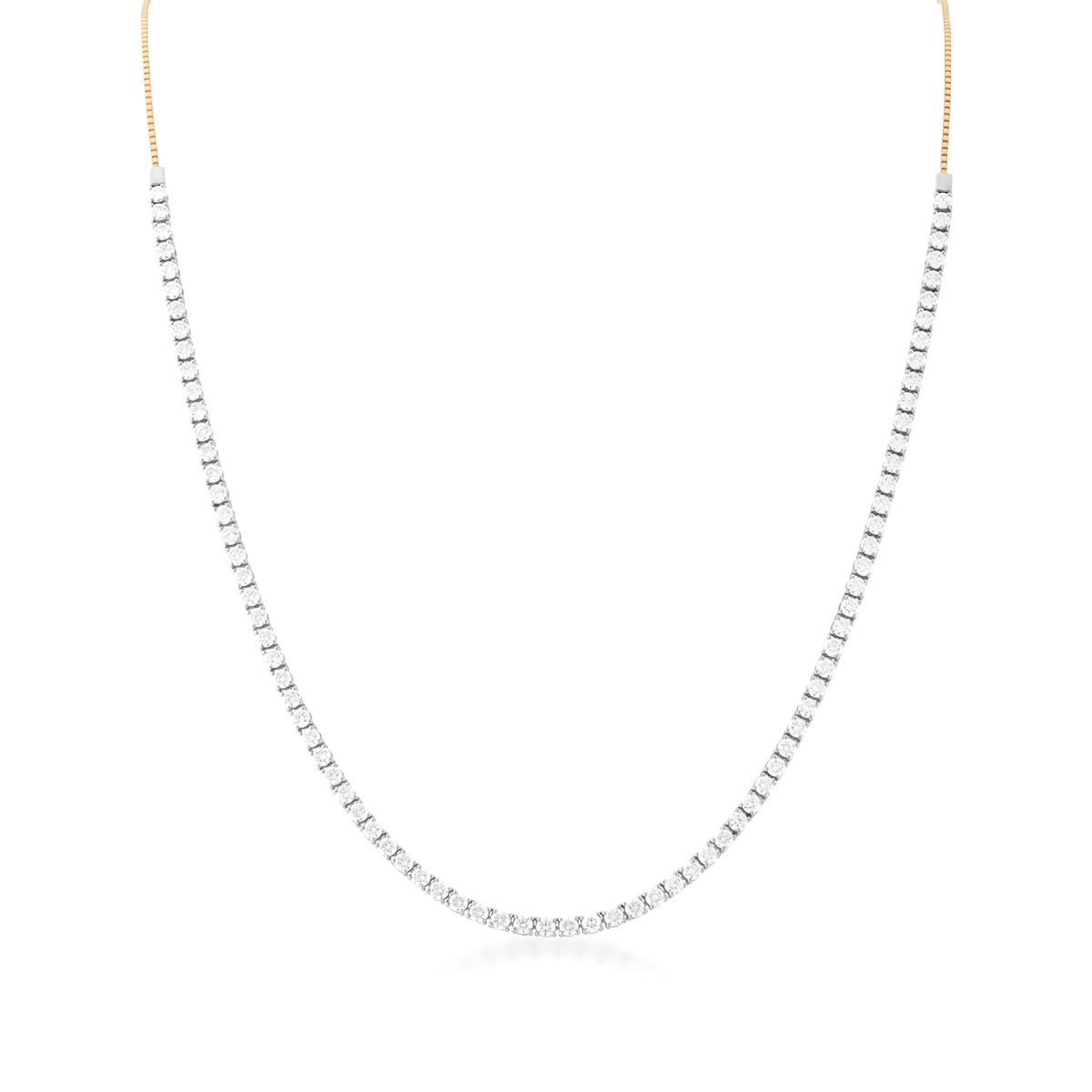 Simon G. 4-1/10 ct. tw. Diamond Adjustable Choker Necklace in 18K White & Yellow Gold