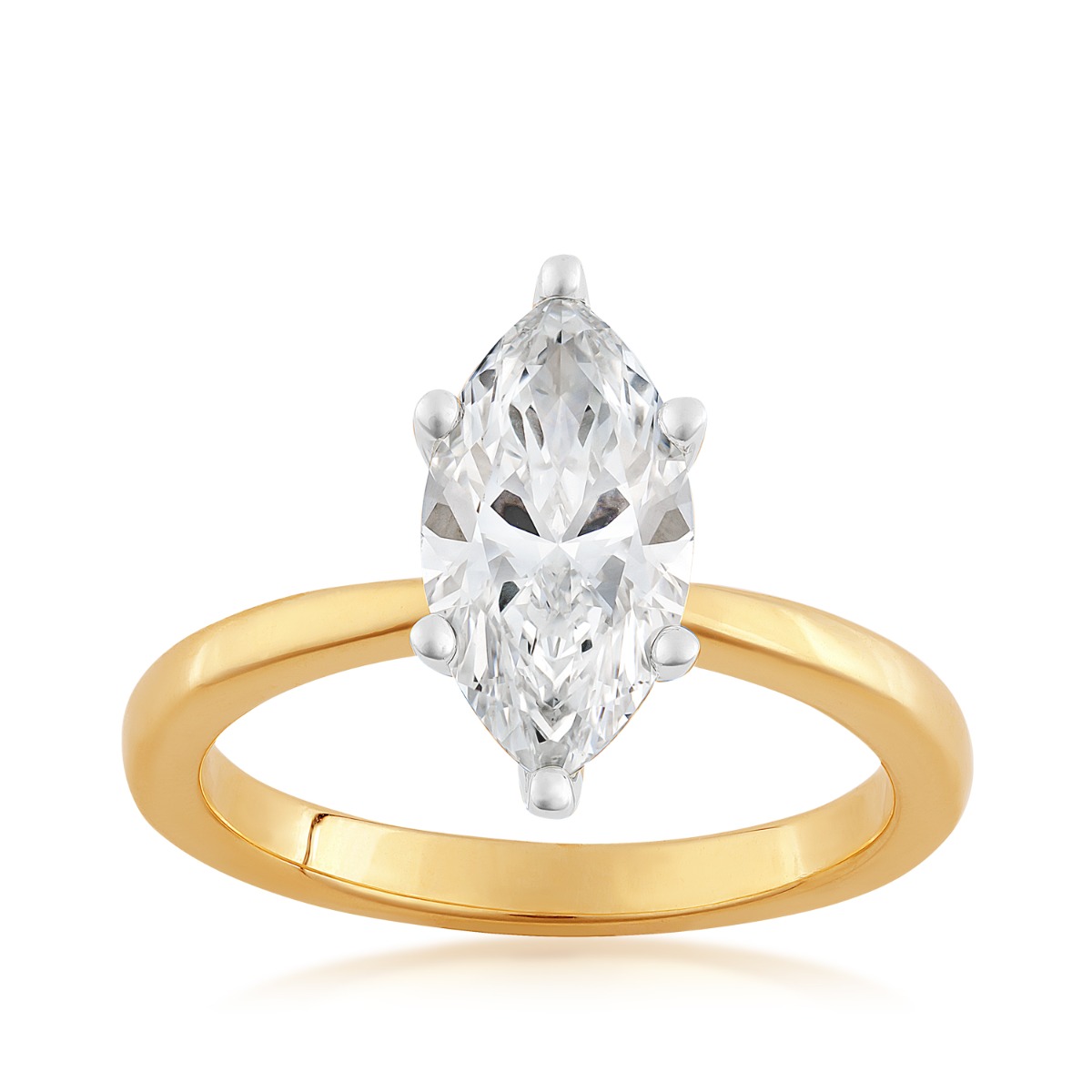 14K yellow gold Adamante 2 ct. tw. lab-grown marquise diamond solitaire engagement ring