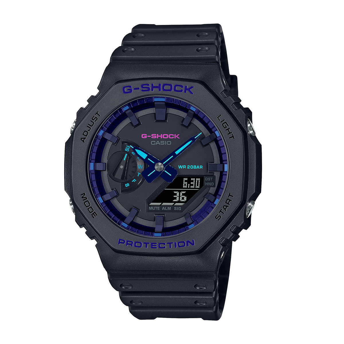 G-Shock Men's Analog-Digital Black Resin Watch with Black & Blue Dial