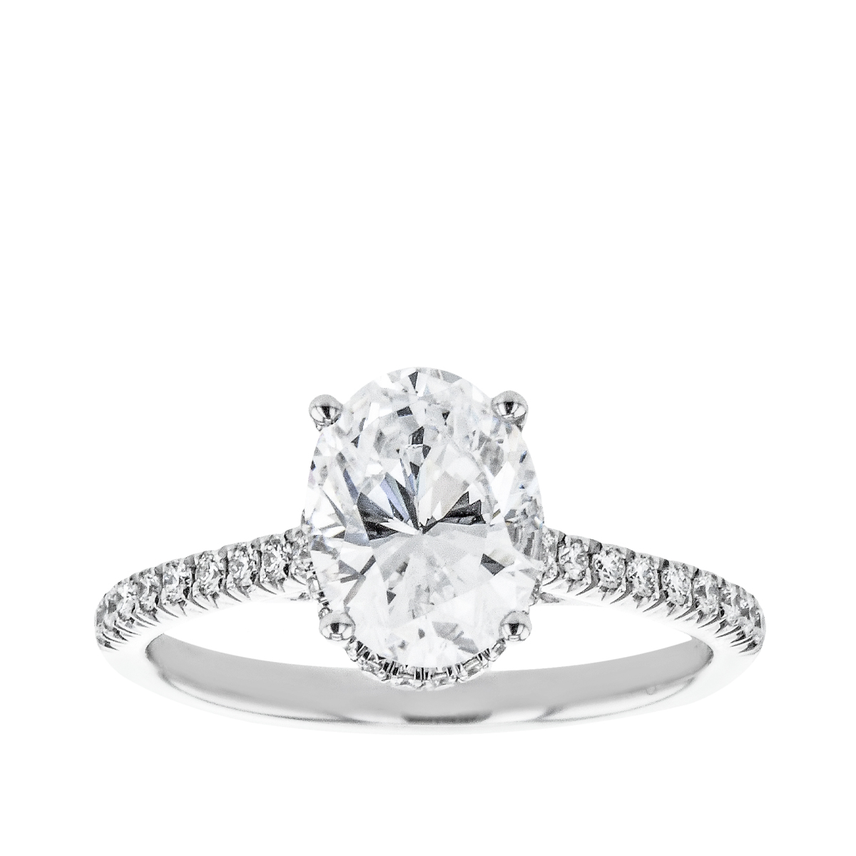 Simon G. 1/3 ct. tw. Diamond Hidden Halo Oval Semi-Mount Engagement Ring in 18K White Gold