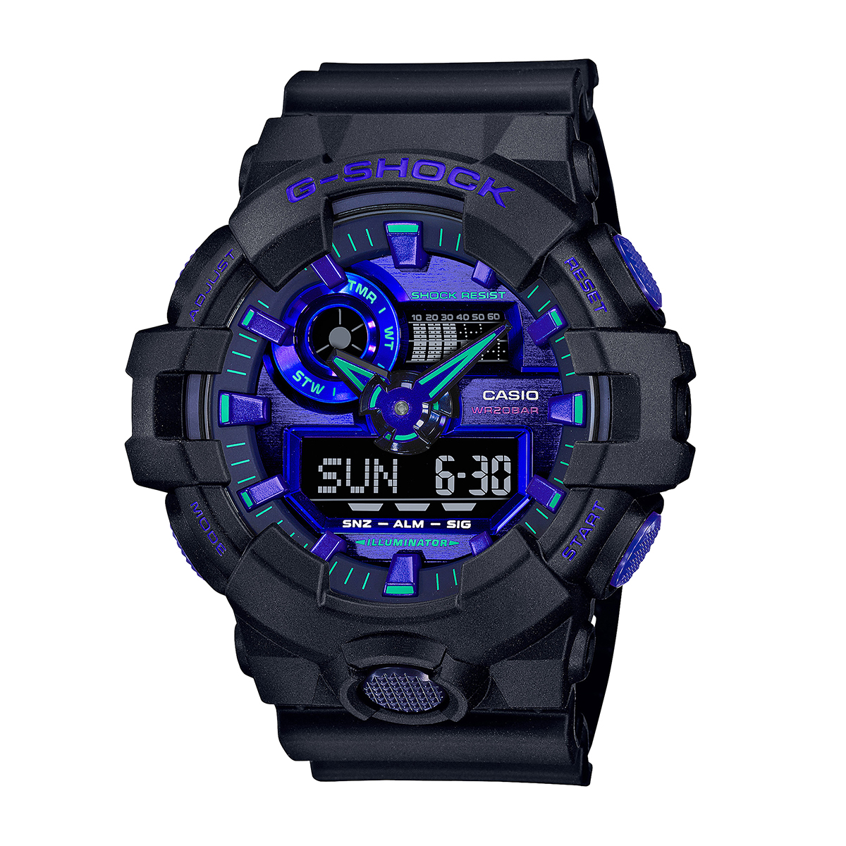 G-Shock Men's Analog-Digital Black Resin Watch with Blue Dial