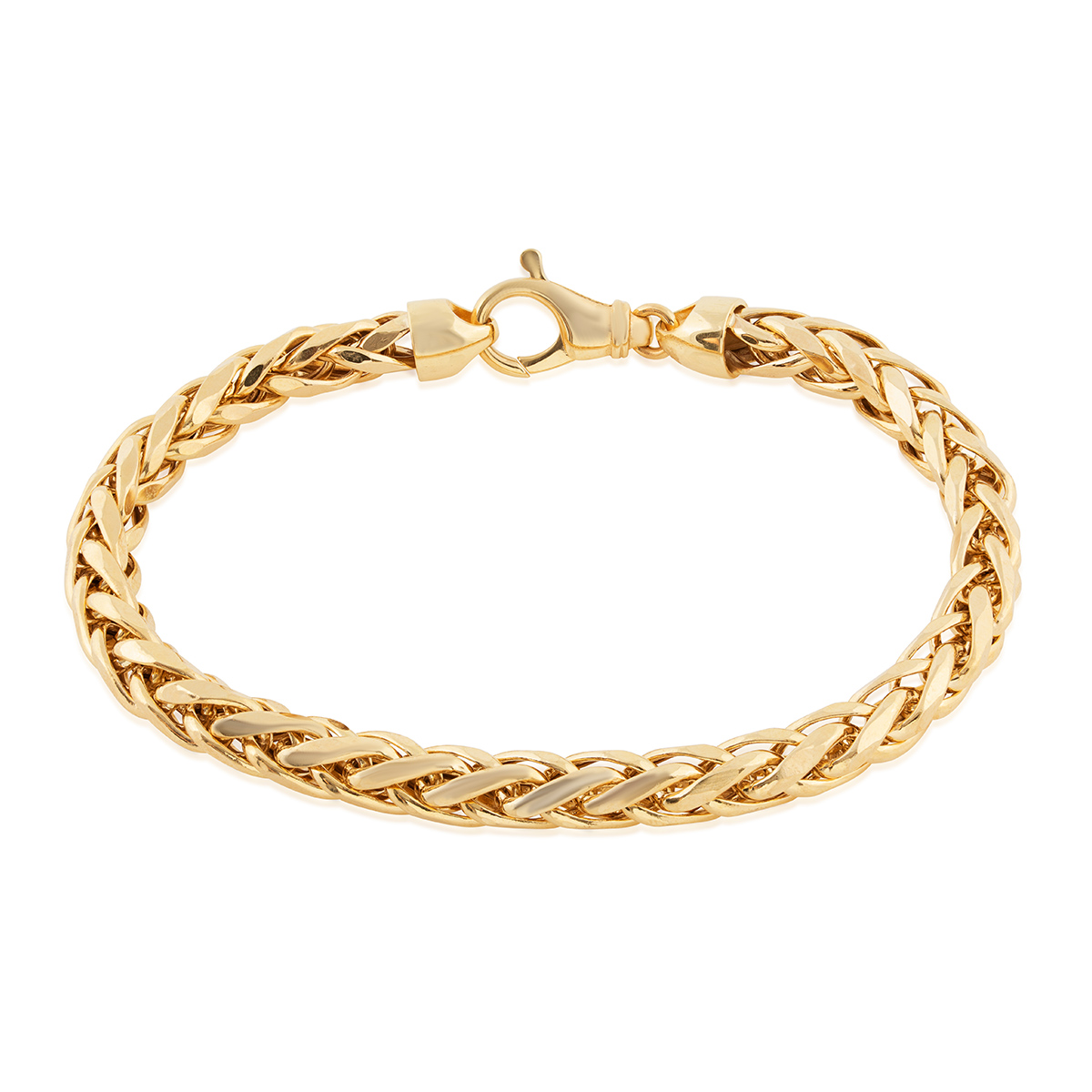 6.9mm 8.5" Semi-Solid Diamond Cut Franco Chain Bracelet in 10K Yellow Gold
