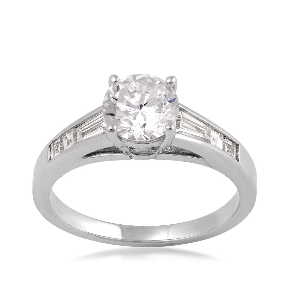 Jeff Cooper 3/8 ct. tw. Baguette Diamond Round Semi-Mount Engagement Ring in 14K White Gold