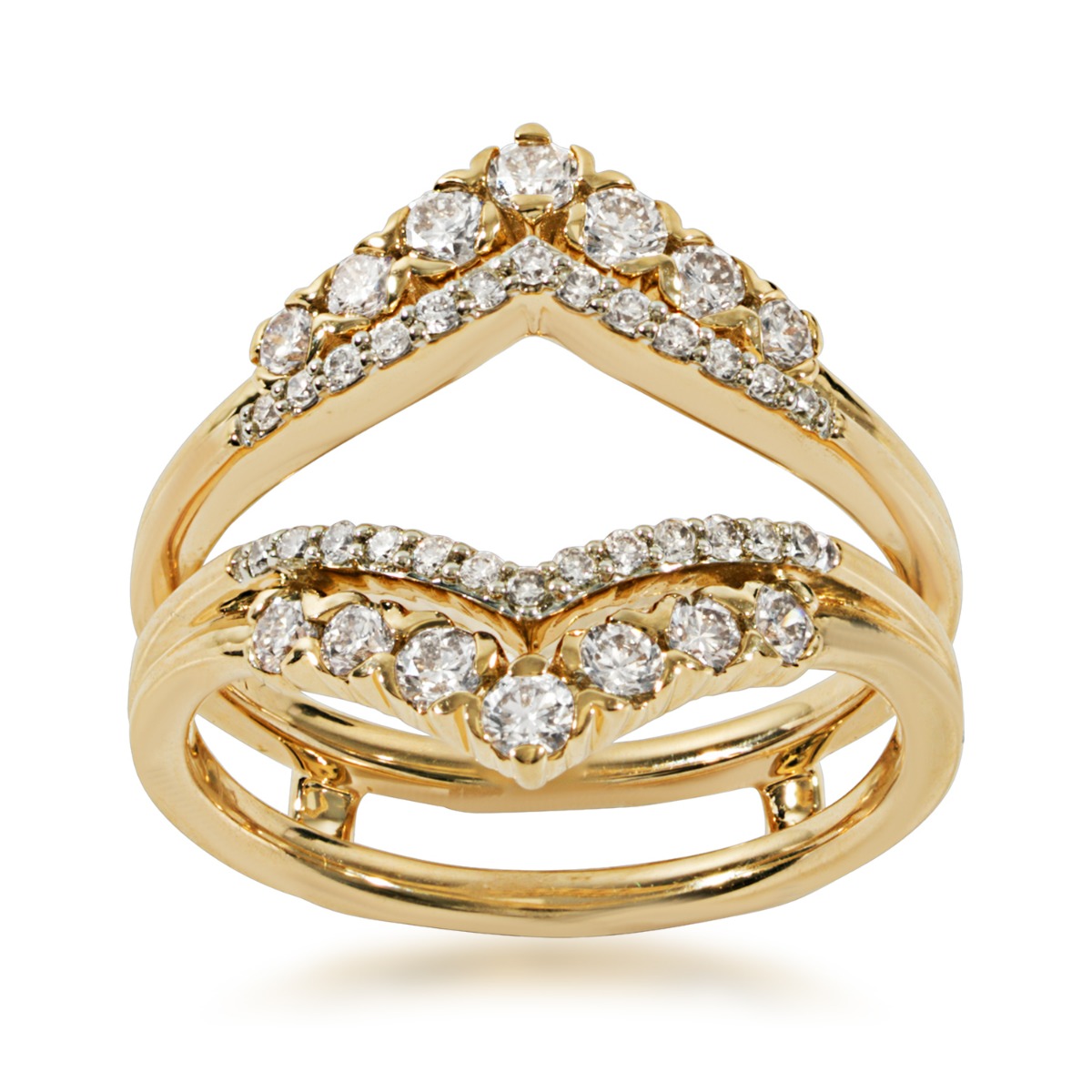 3/4 ct. tw. Round Brilliant Diamond Chevron Ring Enhancer in 14K Yellow Gold