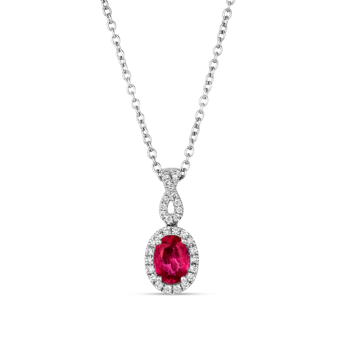 Le Vian Oval Passion Ruby & 1/5 ct. tw. Vanilla Diamond Halo Twist Pendant in Platinum