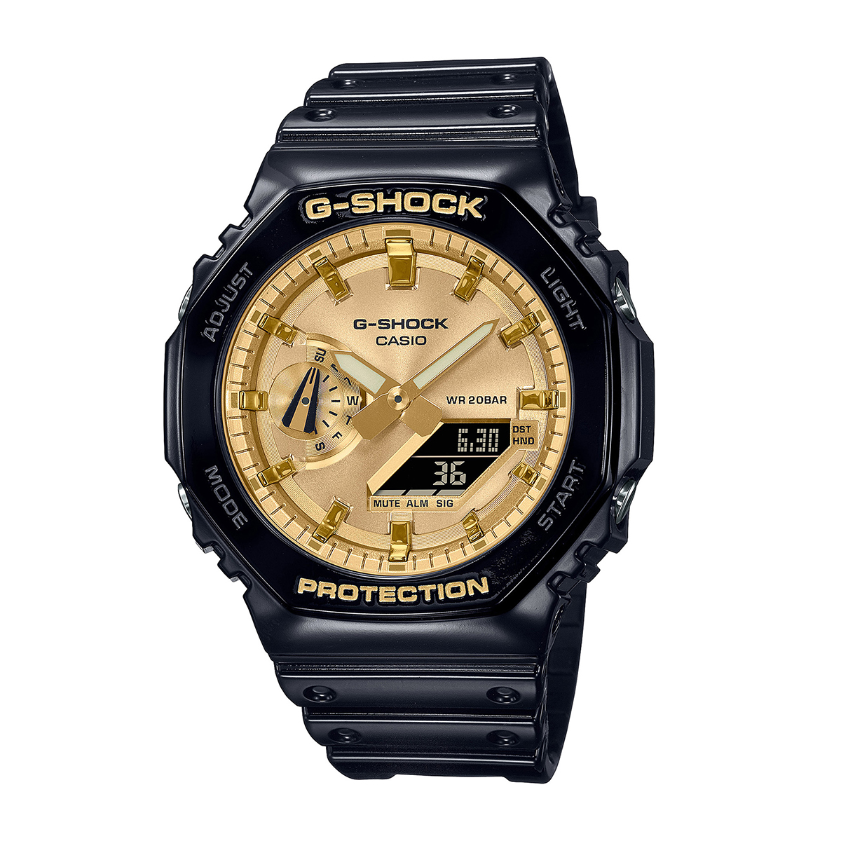 G-Shock Men's Analog-Digital Black Resin Watch with Gold Dial
