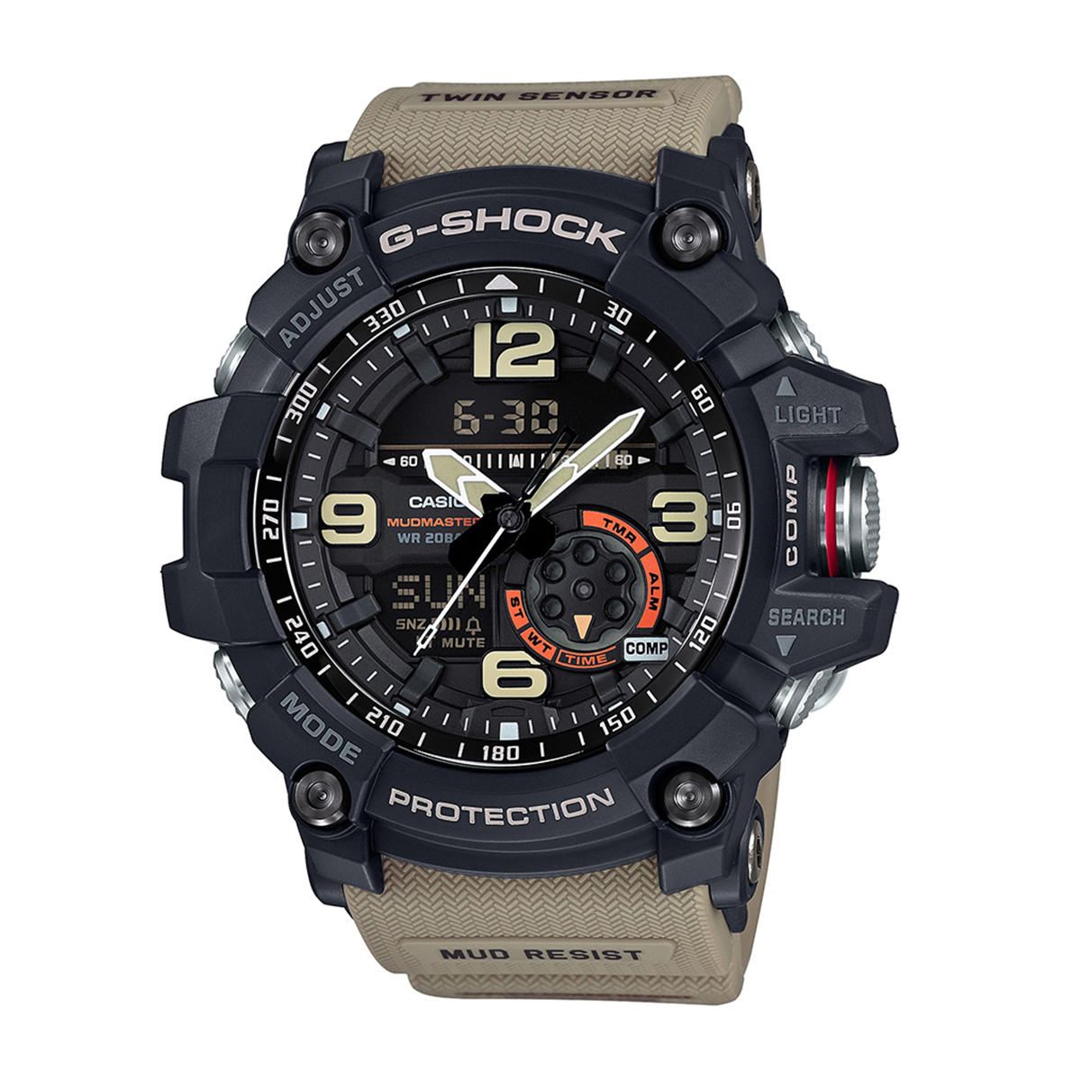 G-Shock Men's Mudmaster Black Stainless Steel Watch with Green Resin Strap