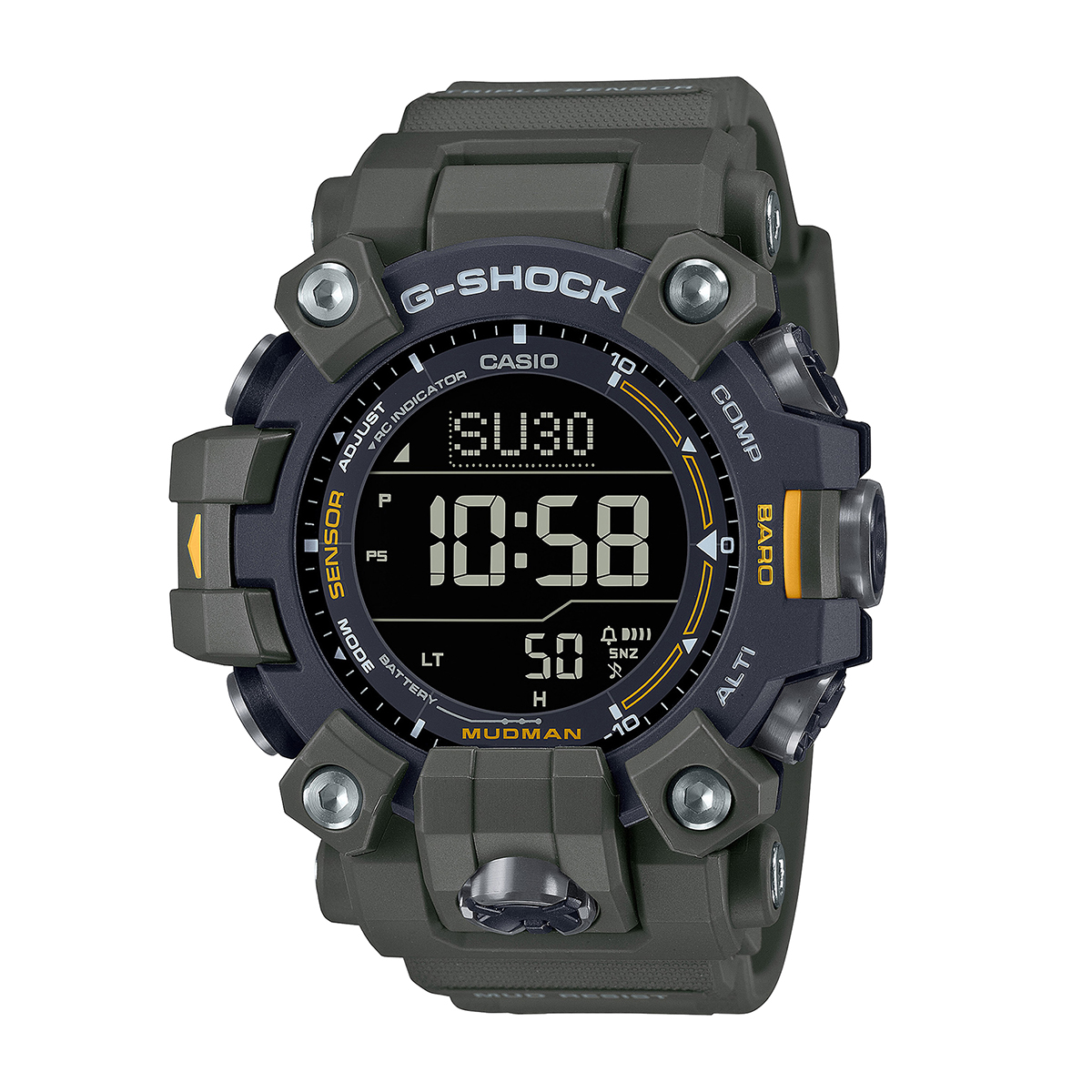 G-Shock Men's Mudman Digital Black Resin Watch with Green Strap
