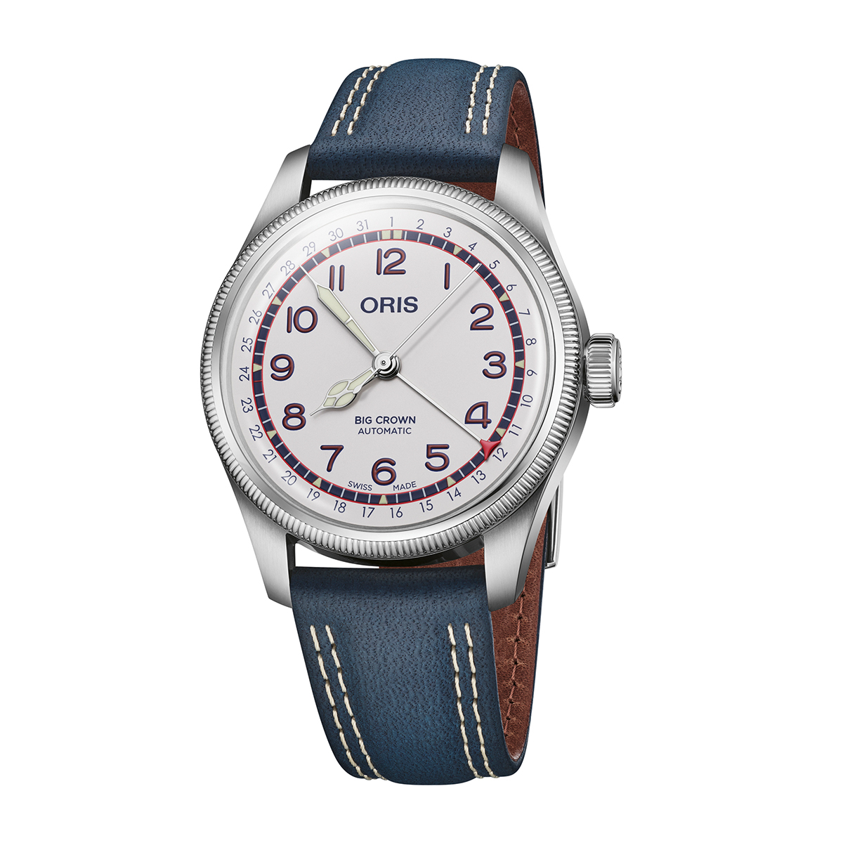Oris Hank Aaron Limited Edition Men's Automatic Stainless Steel Watch with White Dial & Blue Leather Strap