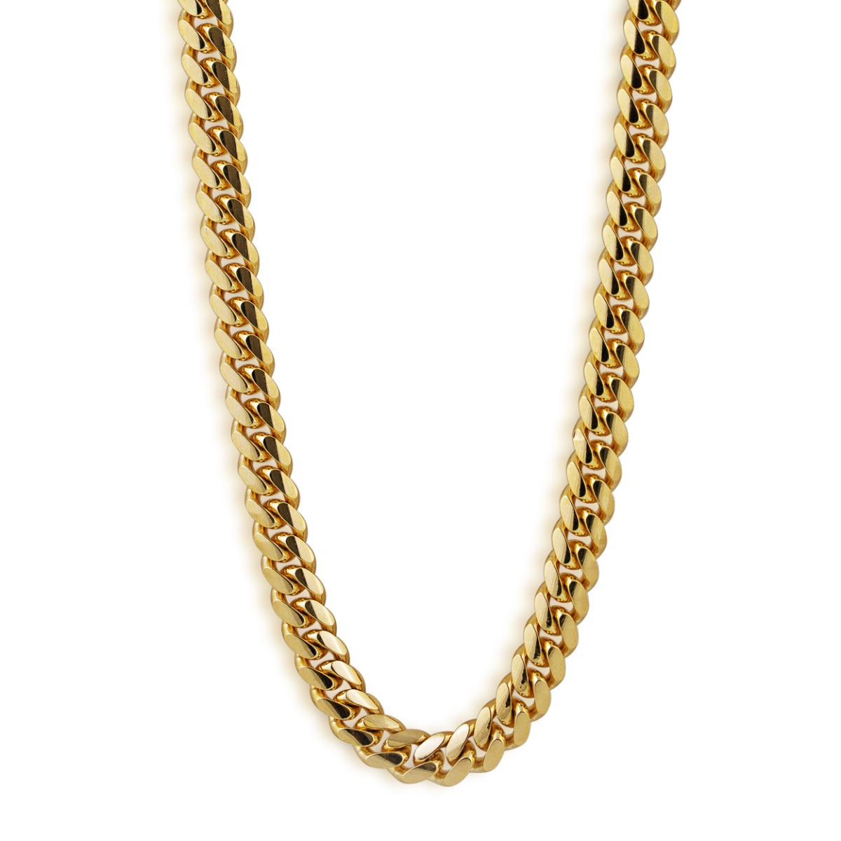 7.3mm 22" Semi-Solid Miami Cuban Chain in 10K Yellow Gold