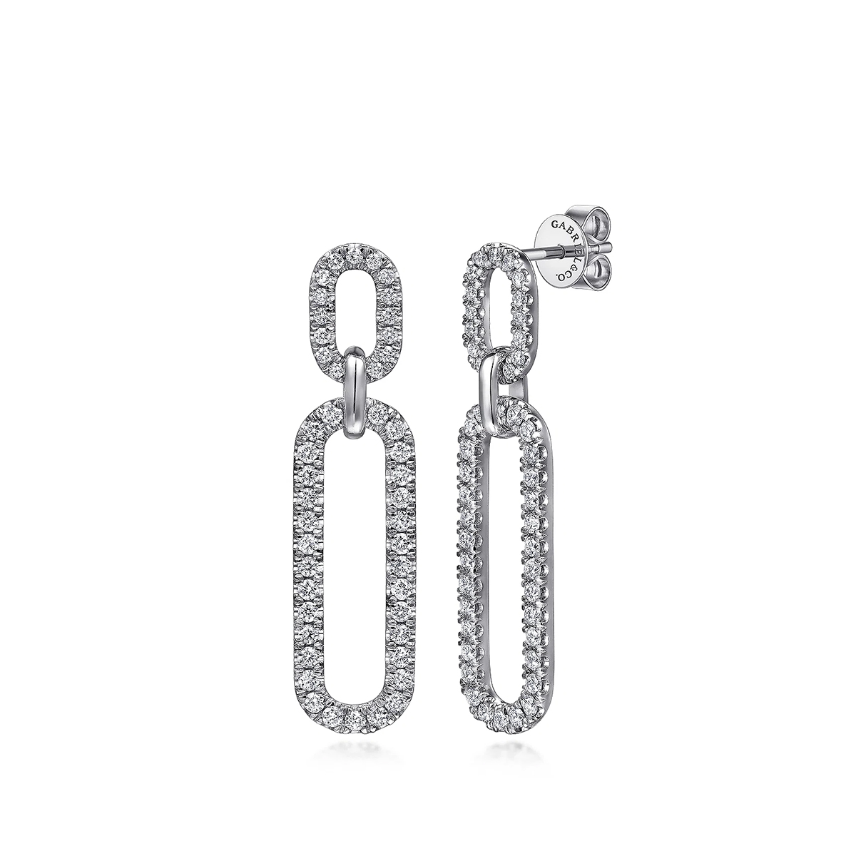 Gabriel & Co. 1-1/5 ct. tw. Diamond Paperclip Earrings in 14K White Gold
