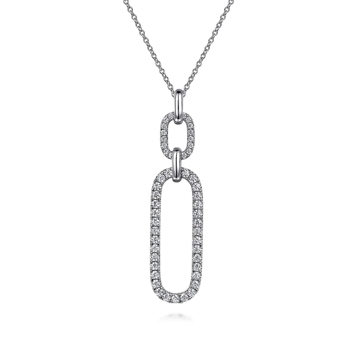 Gabriel & Co. 1-1/5 ct. tw. Diamond Paperclip Dangle Pendant in 14K White Gold