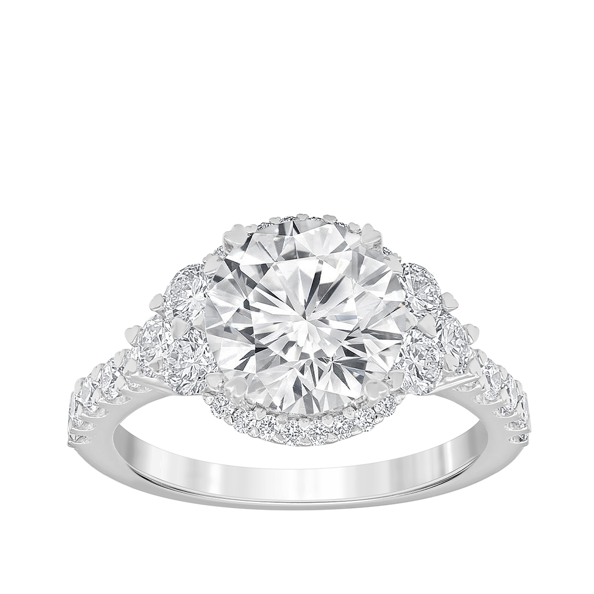 Adamante 4 ct. tw. Lab-Grown Round Brilliant Diamond Halo Engagement Ring in 14K White Gold