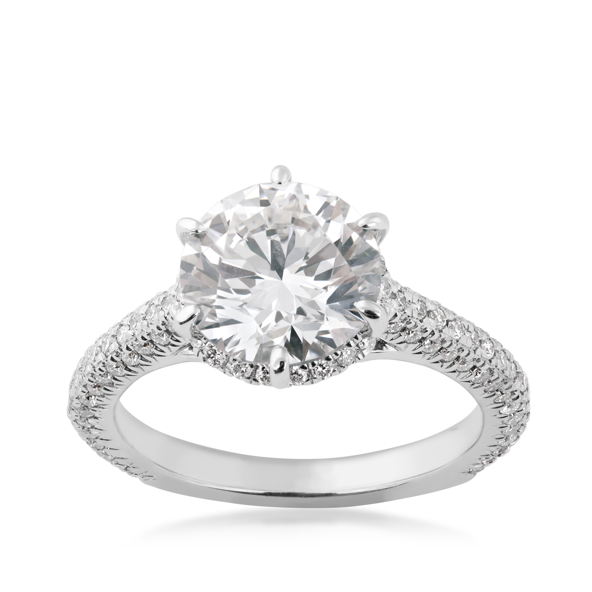 Adamante 3-3/4 ct. tw. Lab-Grown Round Brilliant Diamond Pave Halo Engagement Ring in 14K White Gold