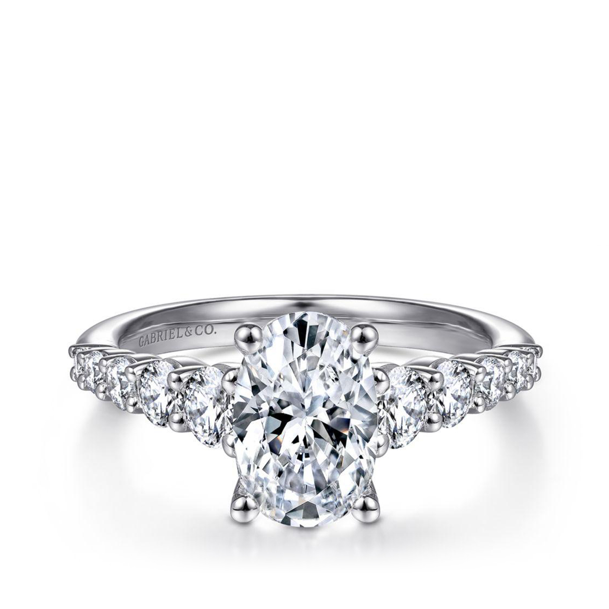 Gabriel & Co. 3/4 ct. tw. Diamond Oval Semi-Mount Engagement Ring in 14K White Gold