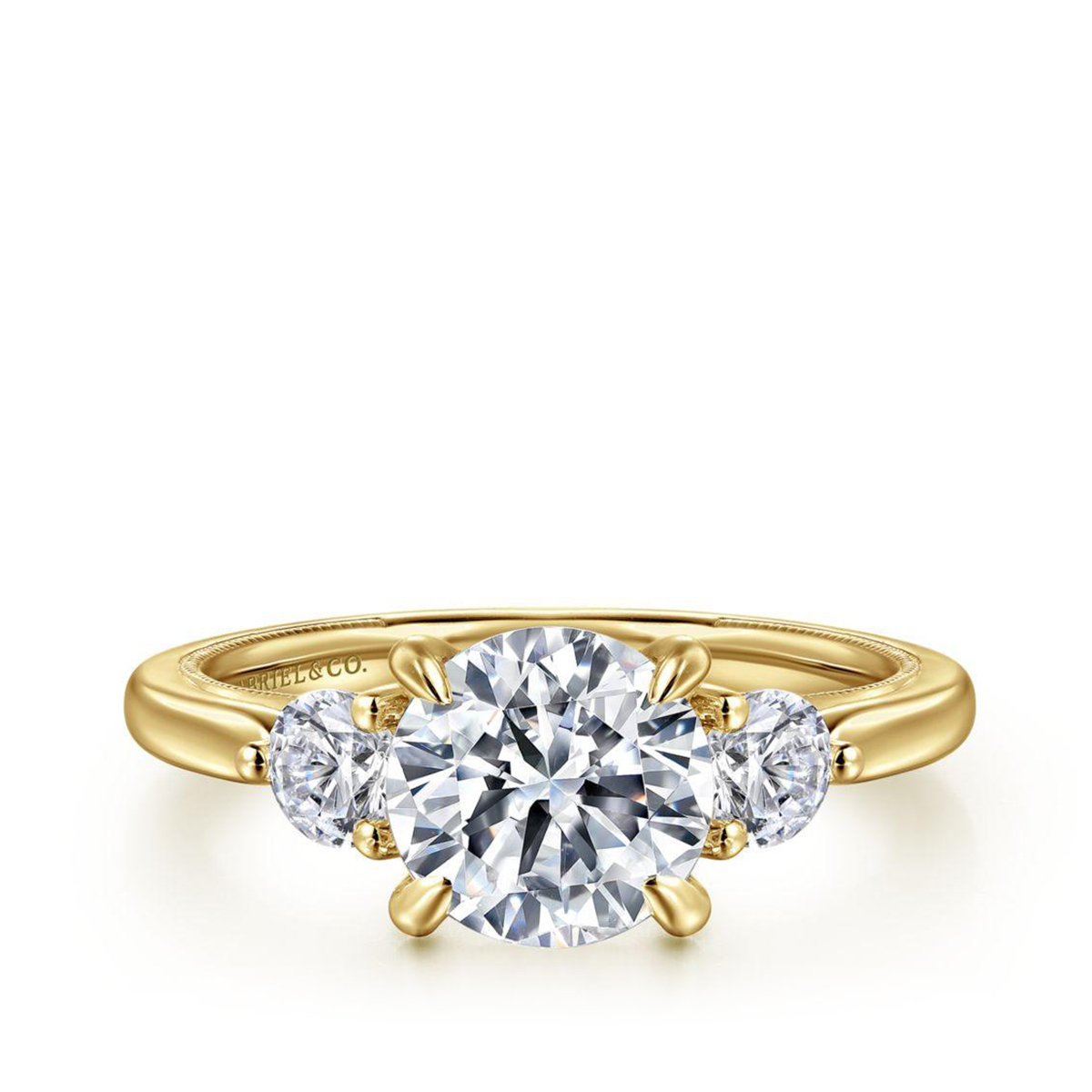 Gabriel & Co. 1/2 ct. tw. Diamond Hidden Halo Round Semi-Mount Engagement Ring in 14K Yellow Gold