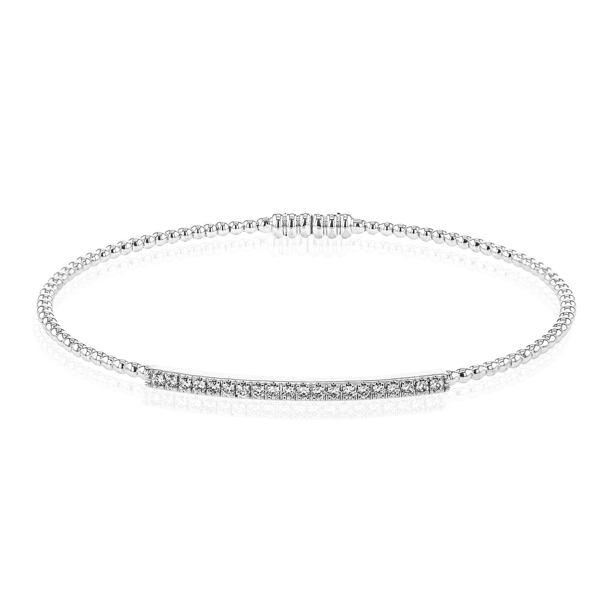 Simon G. 1/4 ct. tw. Diamond 7" Beaded Bangle Bracelet in 18K White Gold