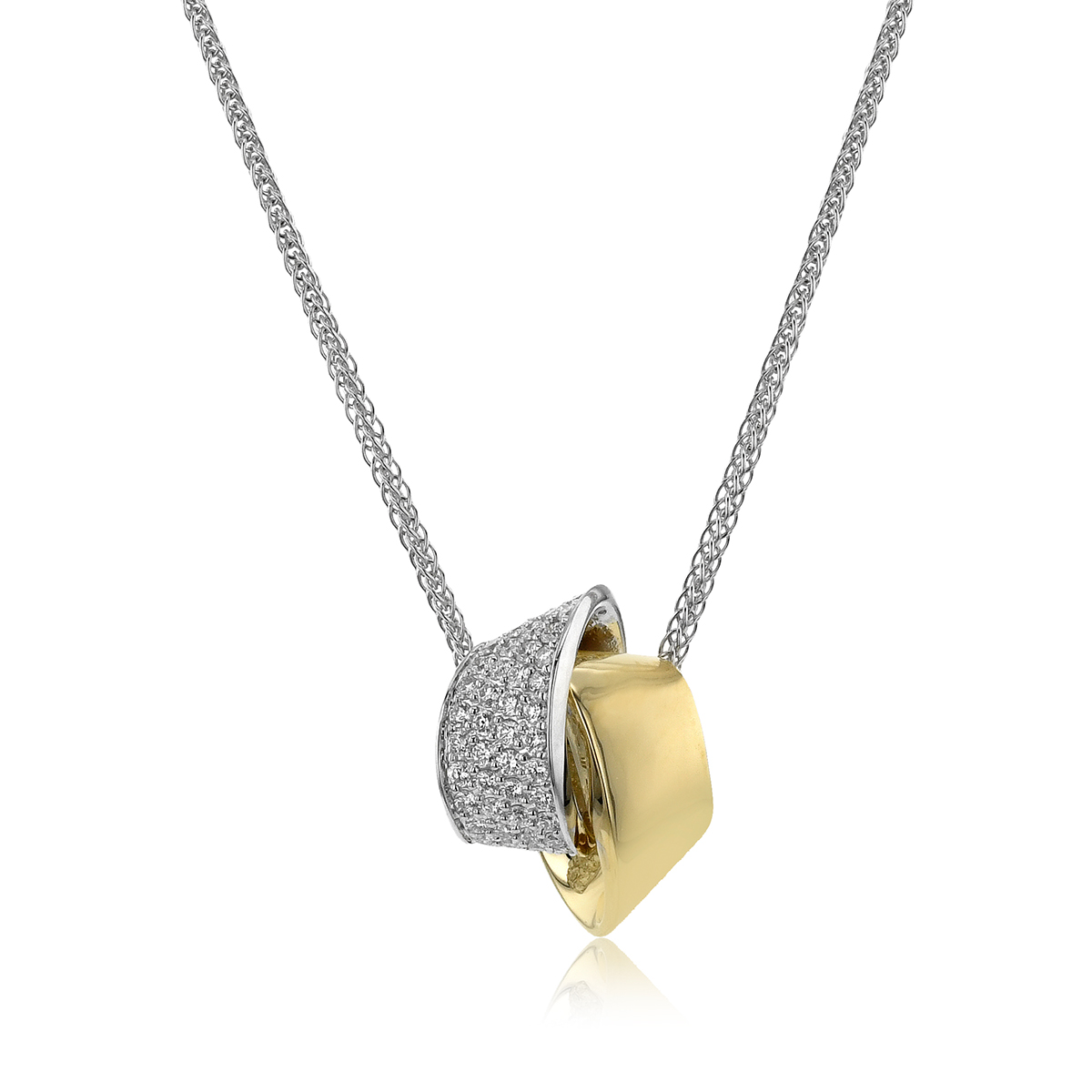 18K white & yellow 3/8 ct. tw. diamond Simon G. pave interlocking circle pendant