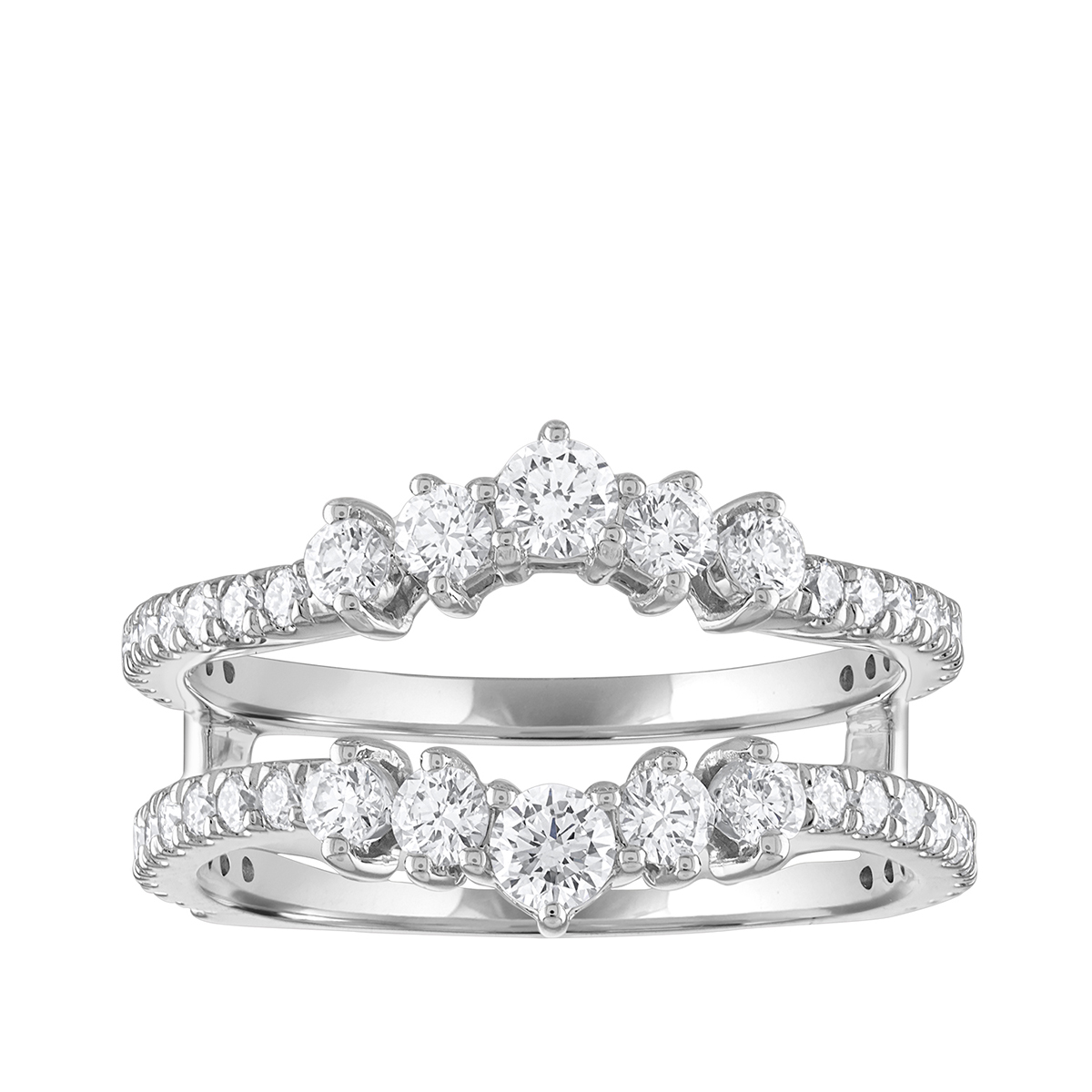 14K white gold 1 ct. tw. round diamond contour ring enhancer