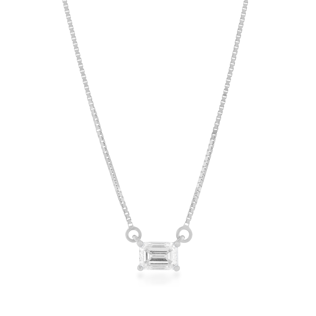 1/2 ct. tw. Emerald Cut Diamond Solitaire Necklace in 14K White Gold