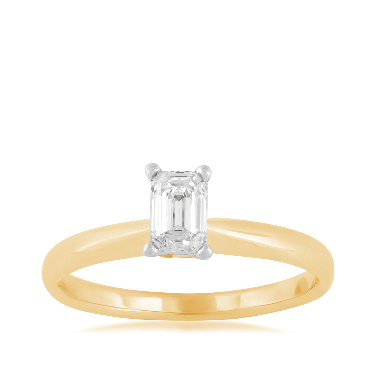 14K yellow and white gold 1/2 ct. tw. emerald cut diamond engagement ring