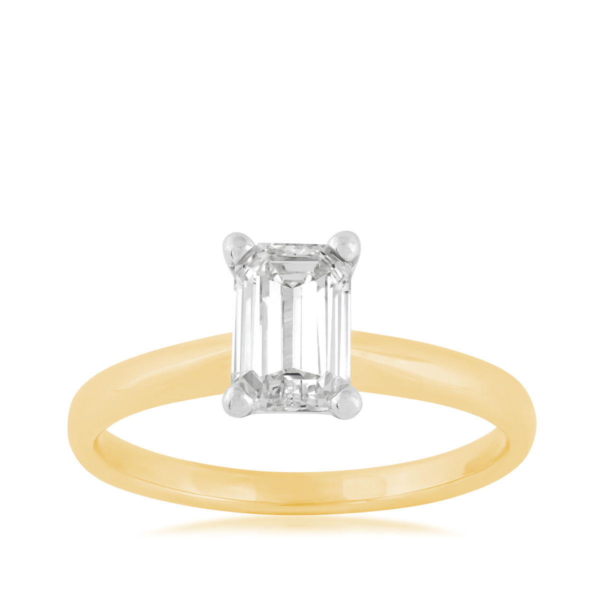 14K yellow and white gold 1 ct. tw. emerald cut diamond solitaire engagement ring