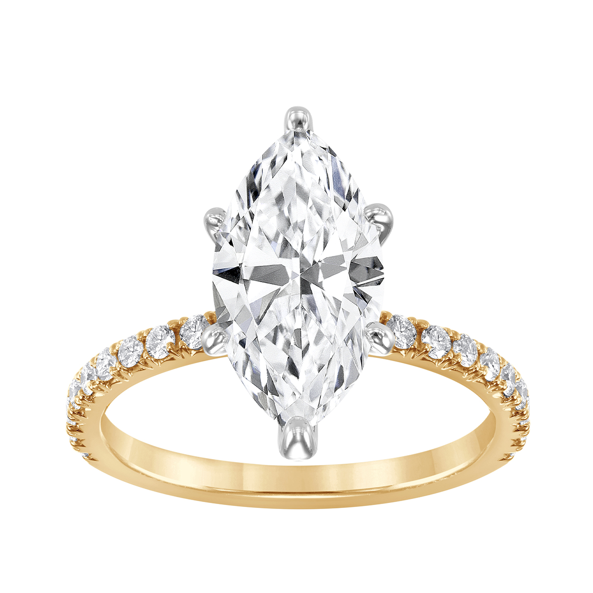 14K yellow & white gold 3-3/8 ct. tw. marquise lab-grown diamond engagement ring